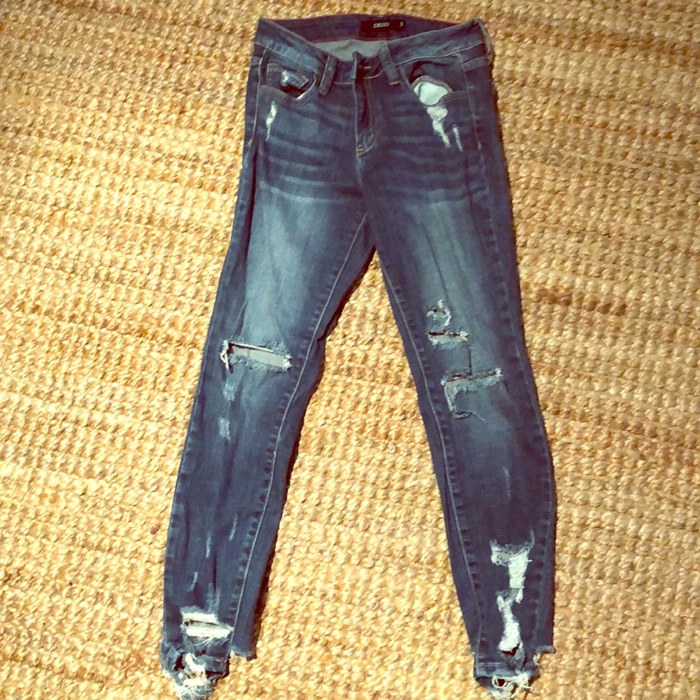 Ripped blue jeans